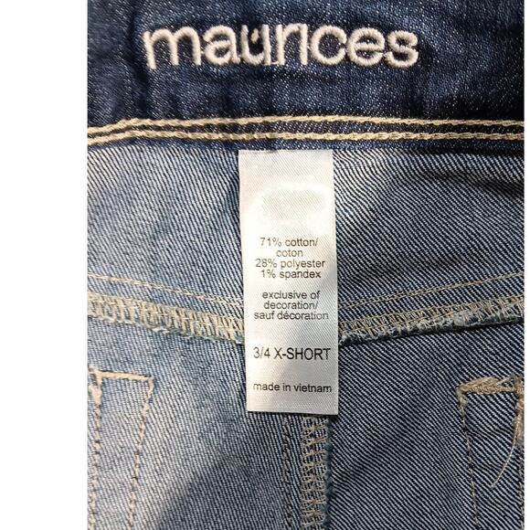 Maurices Jeans 3/4 X-Short Bootcut Stretch Dark Wash Mid Rise Denim Pants Women - Picture 3 of 5